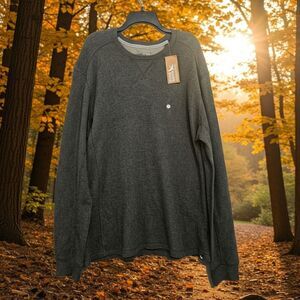New XLT Eddie Bauer Henley Thermal Crew Charcoal Grey Tall Extra Large Soft Base